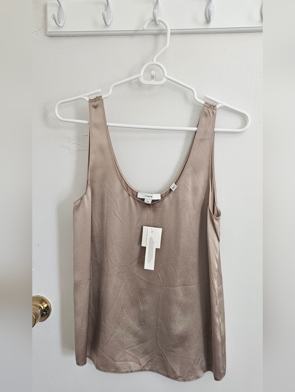 Vince Satin Tank Sand Dollar 100% Silk